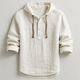 Unisex hooded pullover shirt with button placket