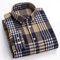 Long-sleeve checked flannel shirt with button-down collar and chest pocket