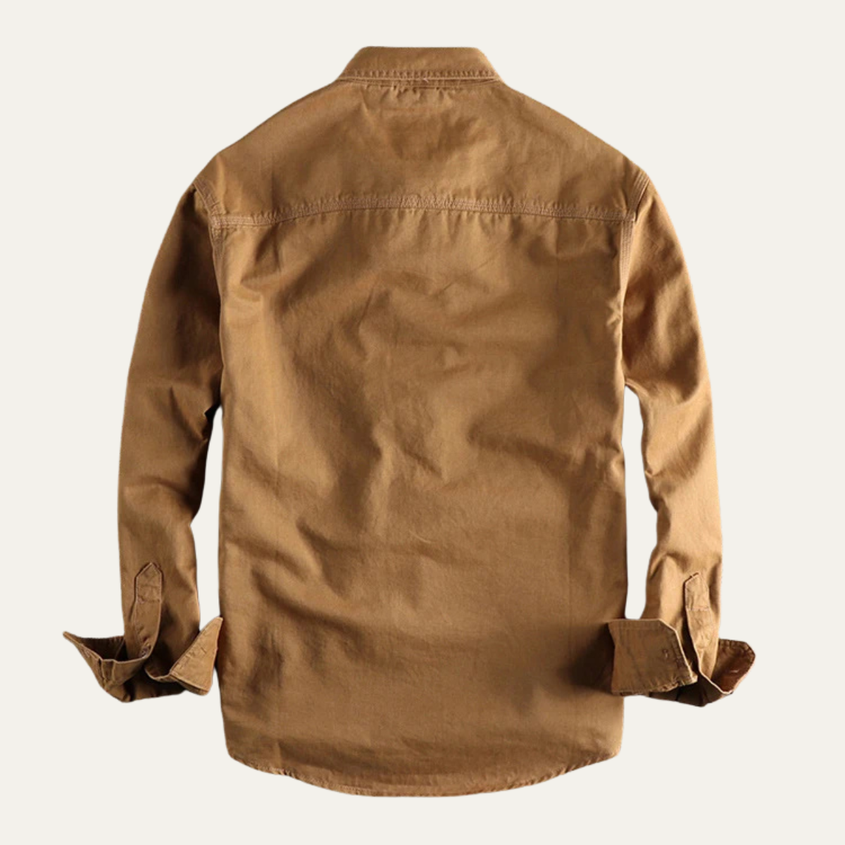 Men's long-sleeve utility shirt with button front and two flap chest pockets