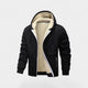 Men's hooded zip cardigan with fleece-style lining and ribbed trims