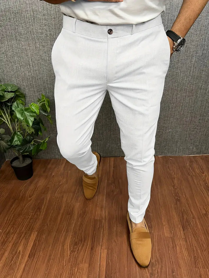 Men's slim tapered trousers with button waist