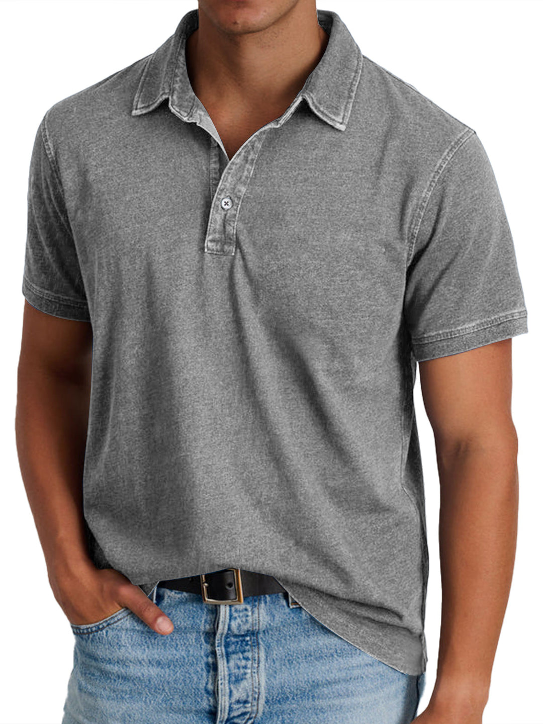 Men's Polo Shirt with Collar, Short Sleeve Solid Cotton Smart Casual Polo Regular Fit