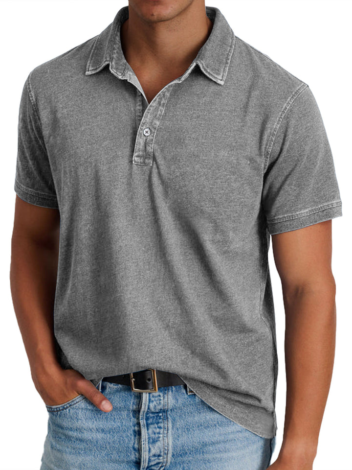 Men's Polo Shirt with Collar, Short Sleeve Solid Cotton Smart Casual Polo Regular Fit