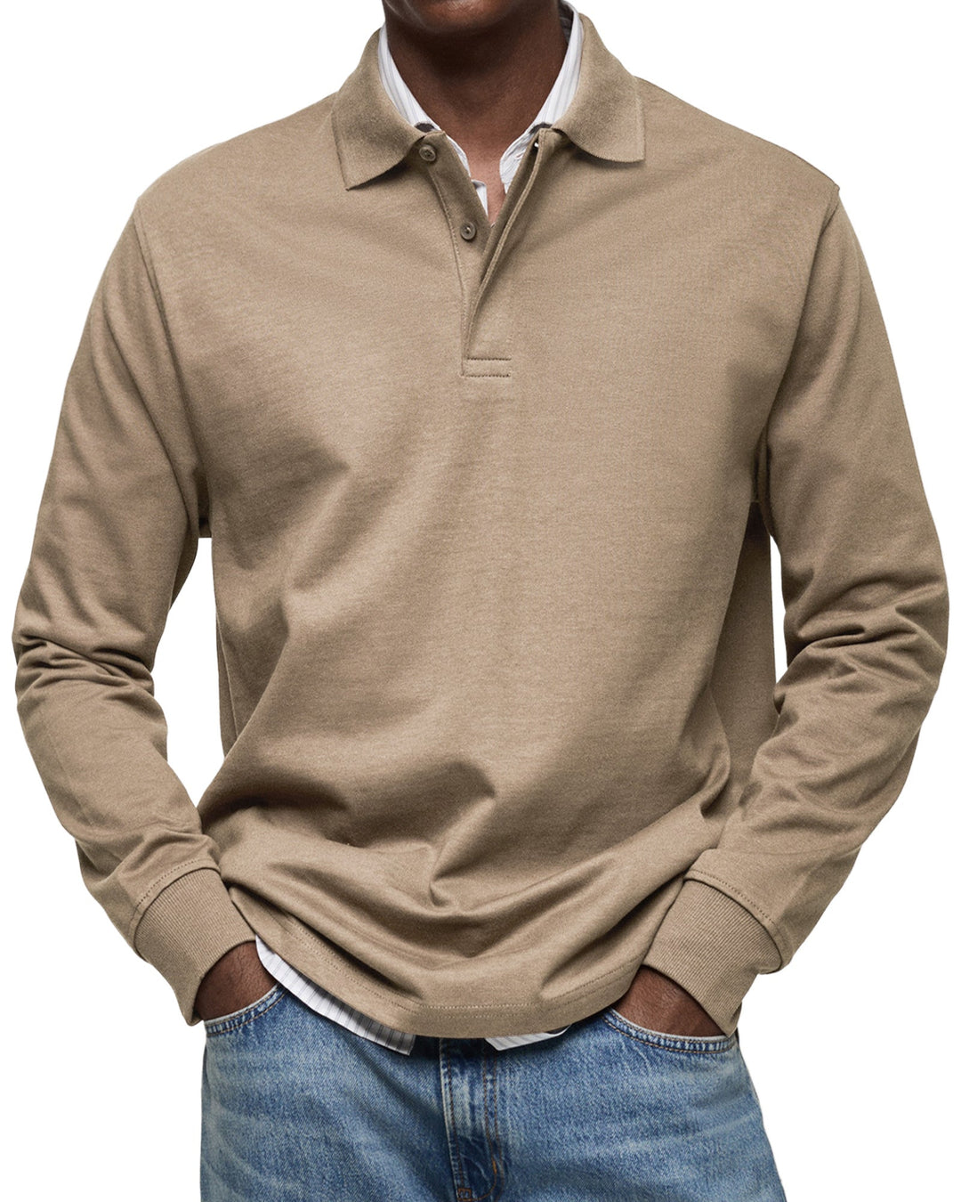 Men's Long Sleeve Polo Shirt, Casual Slim Fit Collared Polo for Everyday Wear