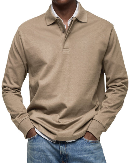 Men's Long Sleeve Polo Shirt, Casual Slim Fit Collared Polo for Everyday Wear