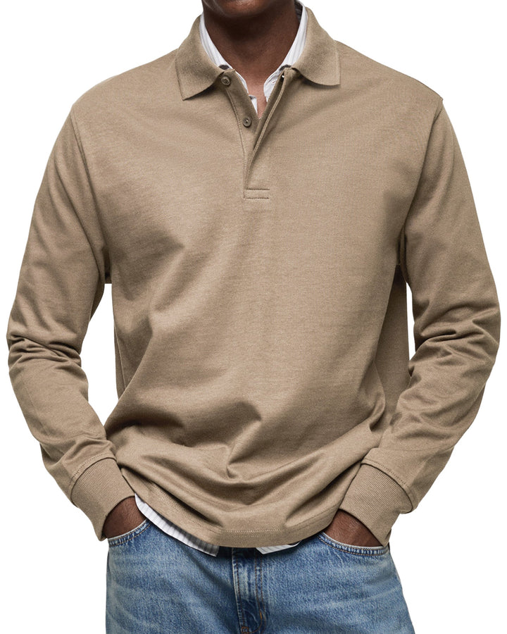 Men's Long Sleeve Polo Shirt, Casual Slim Fit Collared Polo for Everyday Wear