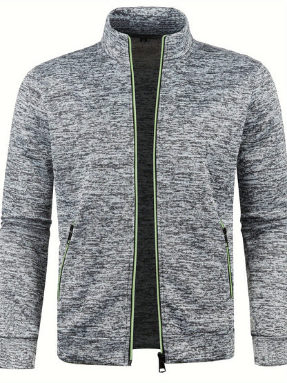 Men's plain zip-up cardigan