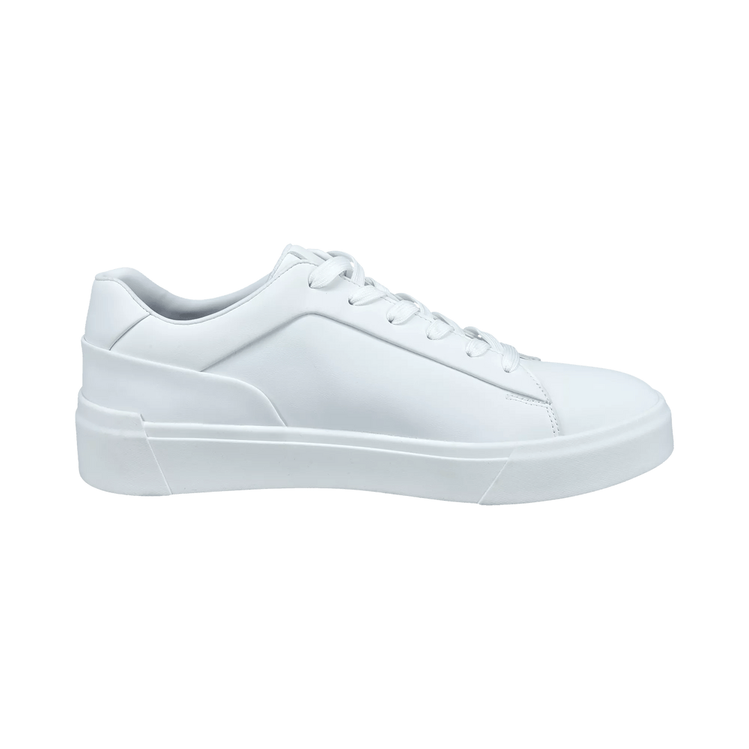 White men's low-top lace-up trainers with a flat sole