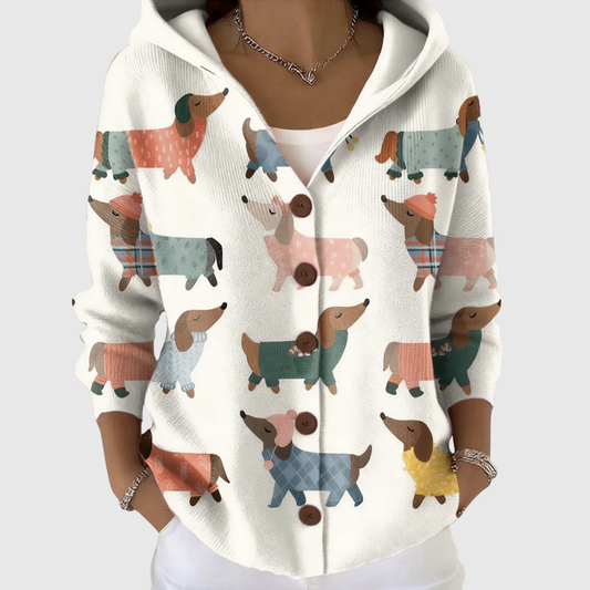Hooded knitted cardigan