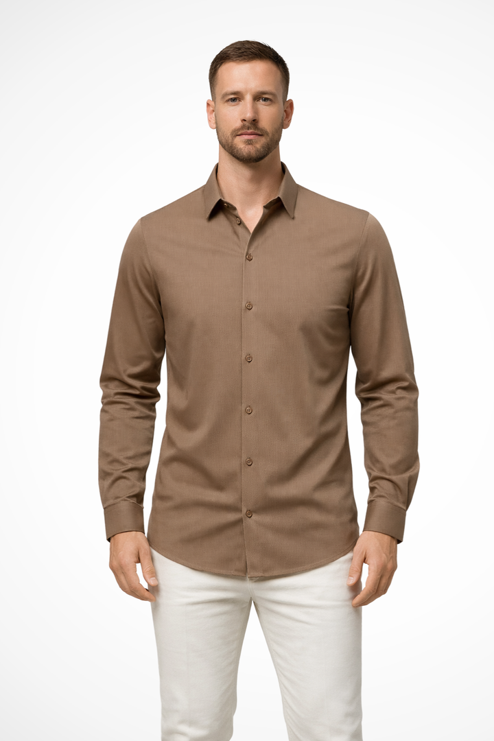 Men's Long Sleeve Casual Shirt, Button-Up Classic Smart Everyday Shirt, Structured Collar