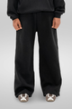 Black fleece sweatpants with a casual full-length cut