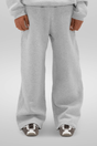 Light grey wide-leg sweatpants with an elastic waistband