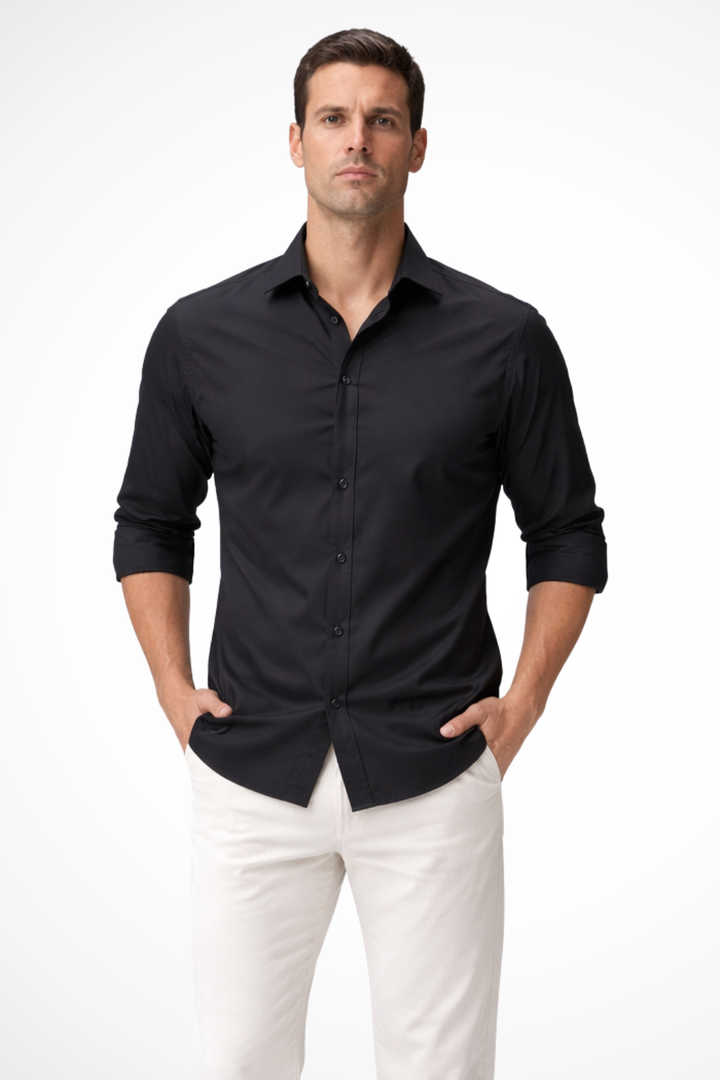 Men's Long Sleeve Casual Shirt, Button-Up Classic Smart Everyday Shirt, Structured Collar