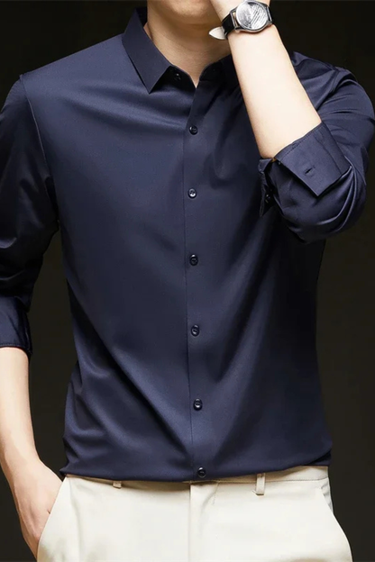 Men's Long Sleeve Casual Shirt, Button-Up Classic Smart Everyday Shirt, Structured Collar