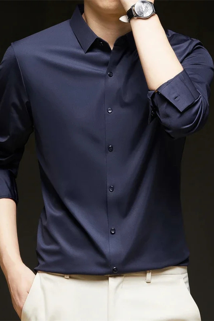 Men's Long Sleeve Casual Shirt, Button-Up Classic Smart Everyday Shirt, Structured Collar