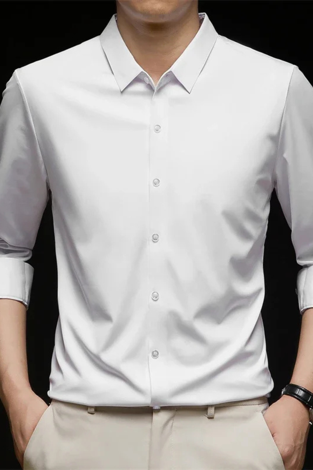 Men's Long Sleeve Casual Shirt, Button-Up Classic Smart Everyday Shirt, Structured Collar