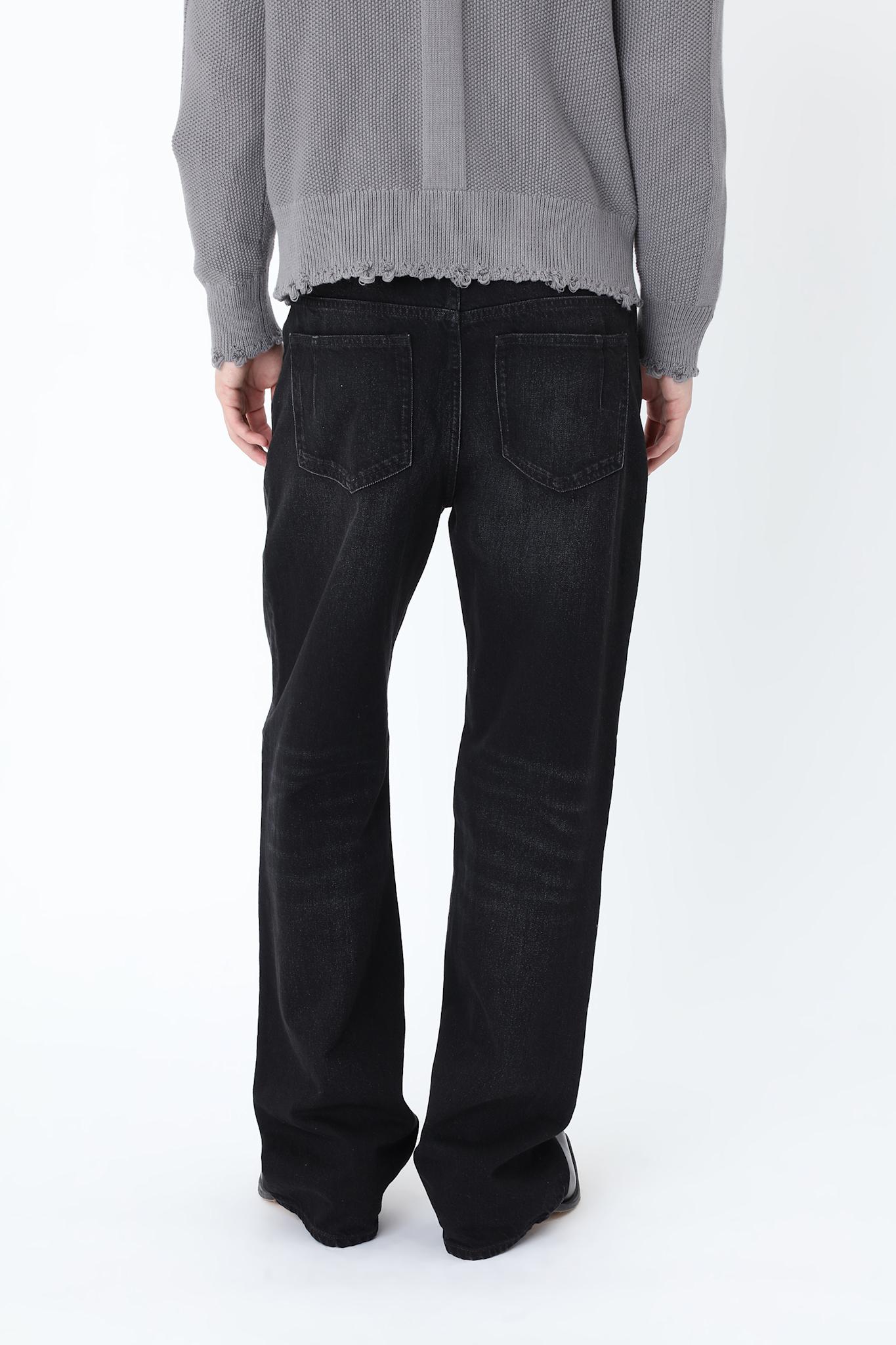 Women's black straight-leg jeans with high rise and five-pocket design