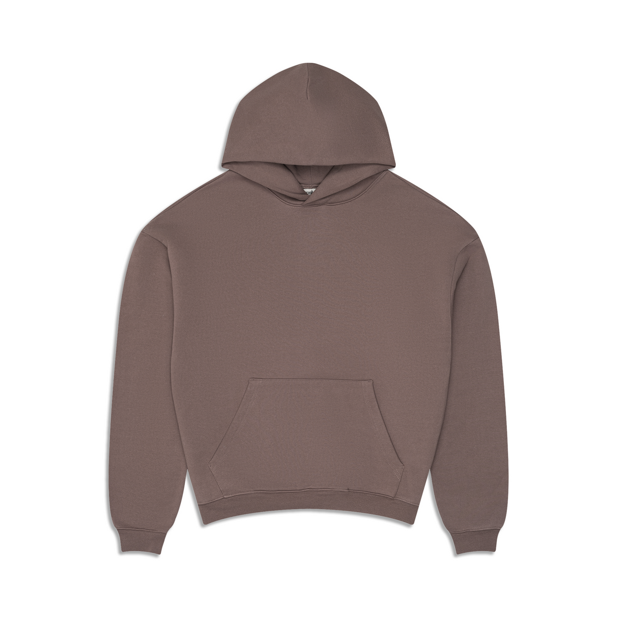Brown long-sleeve pullover hoodie with hood and front kangaroo pocket