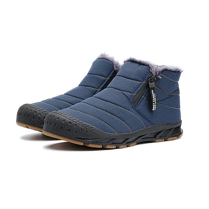 Quilted ankle boots with side zip, fleece-look trim and textured flat soles
