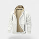 Men's hooded zip cardigan with fleece-style lining and ribbed trims