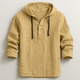 Unisex hooded pullover shirt with button placket