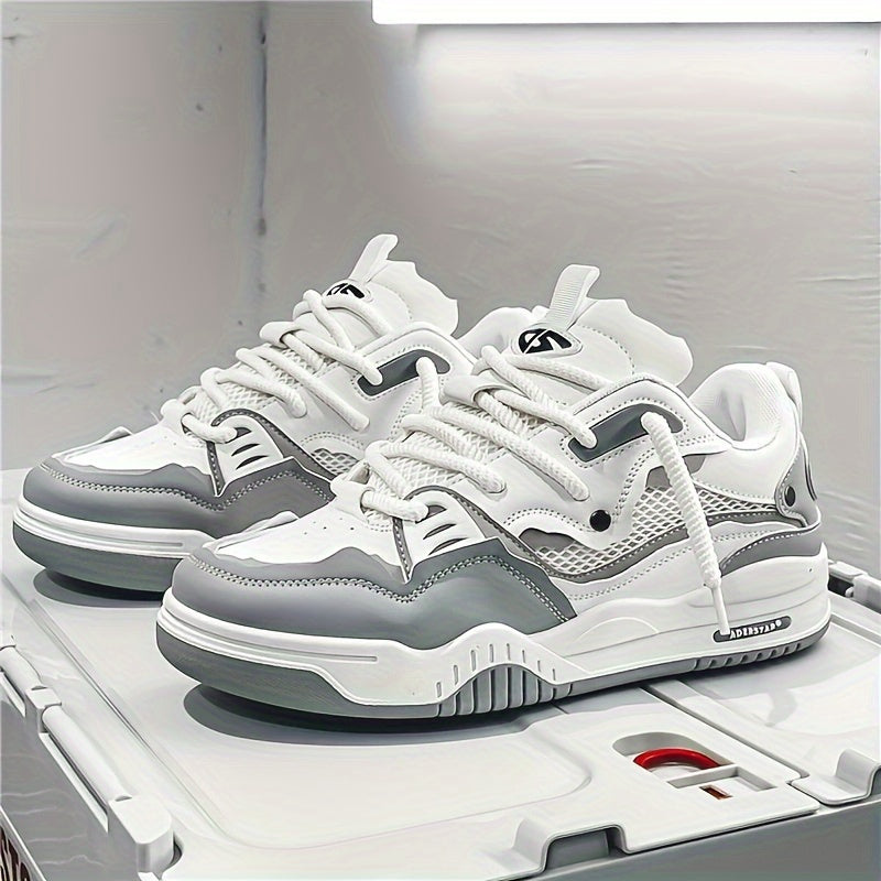 Men's lace-up trainers with chunky soles and geometric panel design