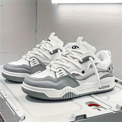 Men's lace-up trainers with chunky soles and geometric panel design