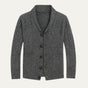 Men's textured shawl collar cardigan with button front and patch pockets