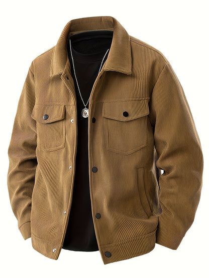 Corduroy utility jacket with shirt collar, long sleeves and four front pockets
