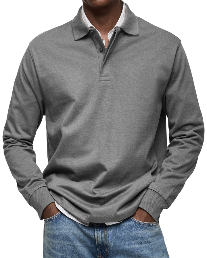 Men's Long Sleeve Polo Shirt, Casual Slim Fit Collared Polo for Everyday Wear