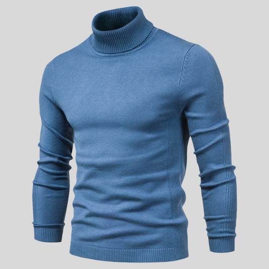 Men's ribbed turtleneck jumper with long sleeves and fitted shape