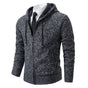 Men's textured hooded cardigan with full-length zip, long sleeves and ribbed trims