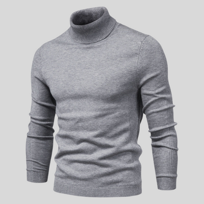Men's ribbed turtleneck jumper with long sleeves and fitted shape