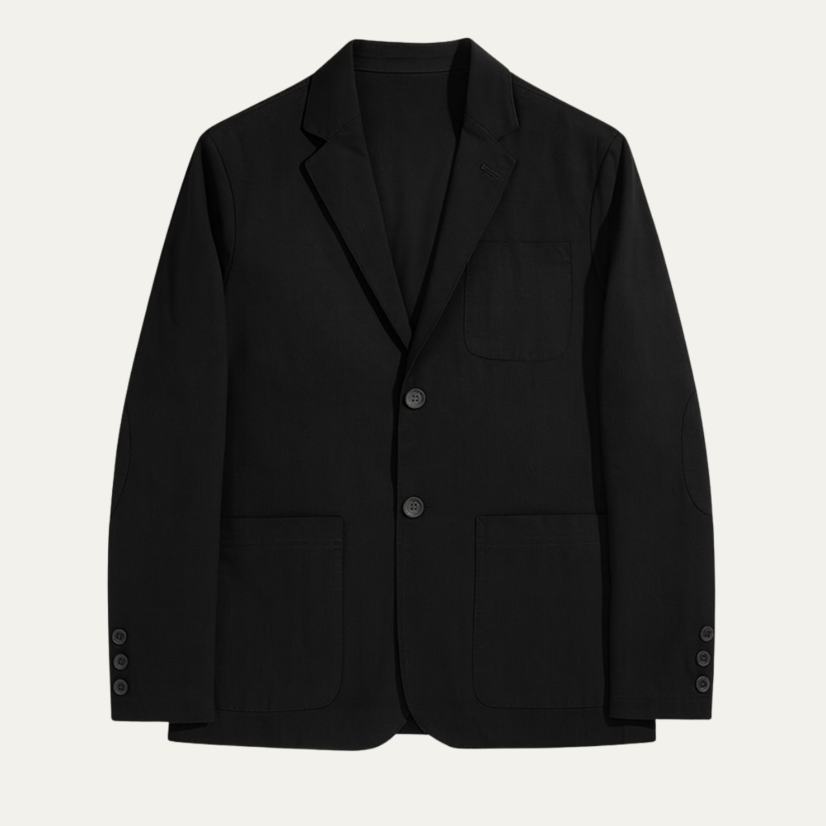 Men's lightweight blazer jacket with notched lapels, long sleeves and front pockets