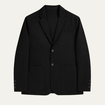 Men's lightweight blazer jacket with notched lapels, long sleeves and front pockets