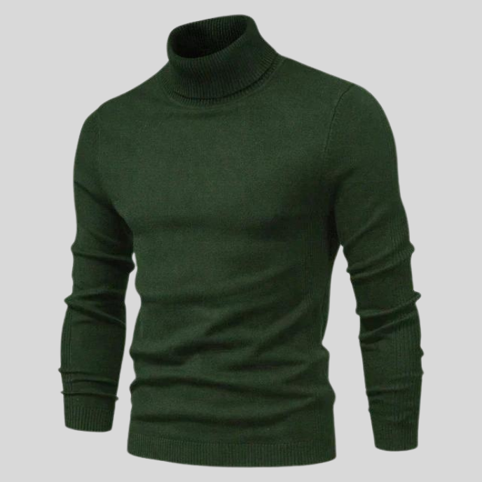 Men's ribbed turtleneck jumper with long sleeves and fitted shape