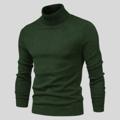 Men's ribbed turtleneck jumper with long sleeves and fitted shape