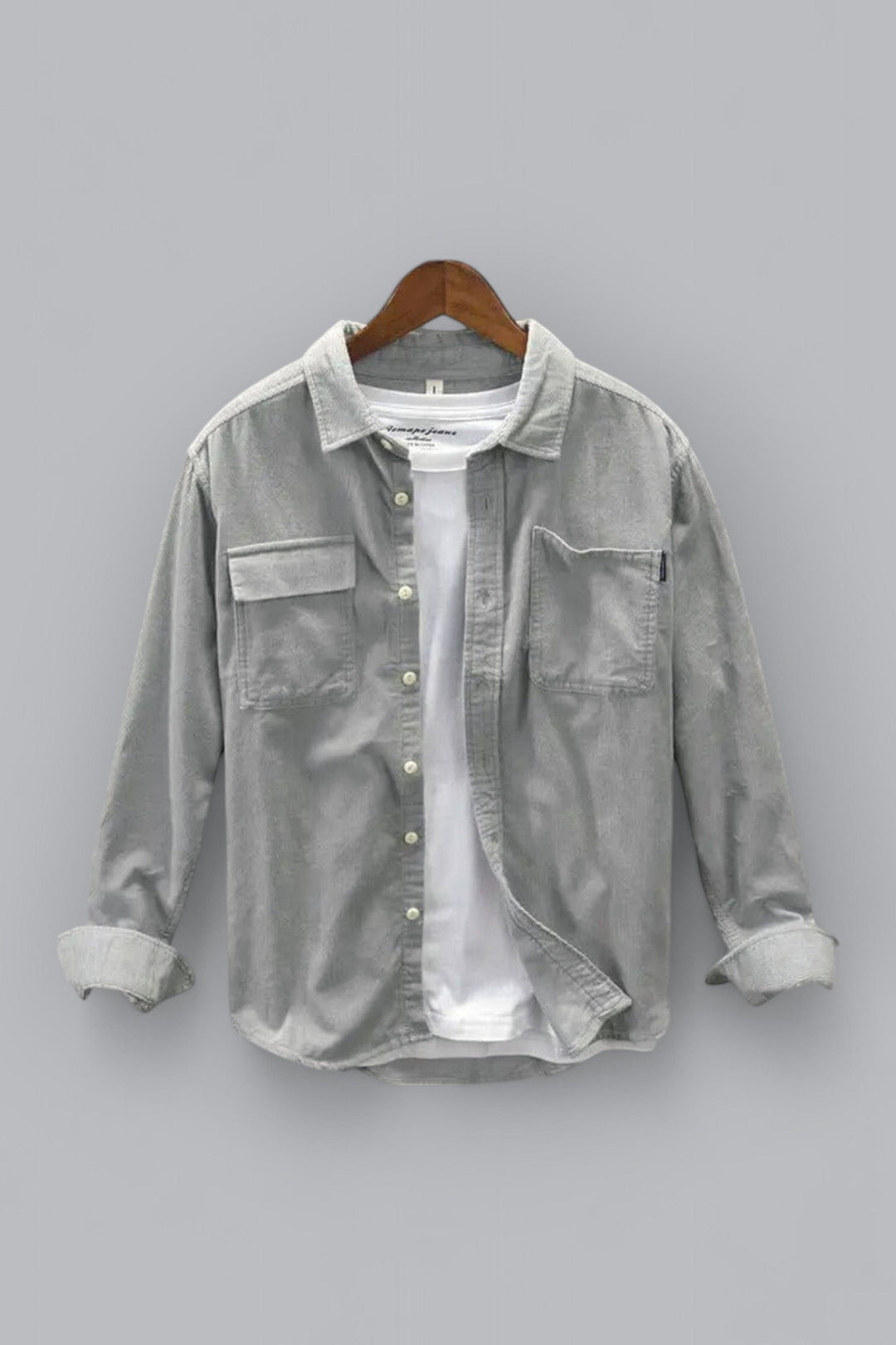 Men's Soft Cotton Shirt, 100% Cotton Button-Up Casual Shirt with Relaxed Fit in Neutral Tones