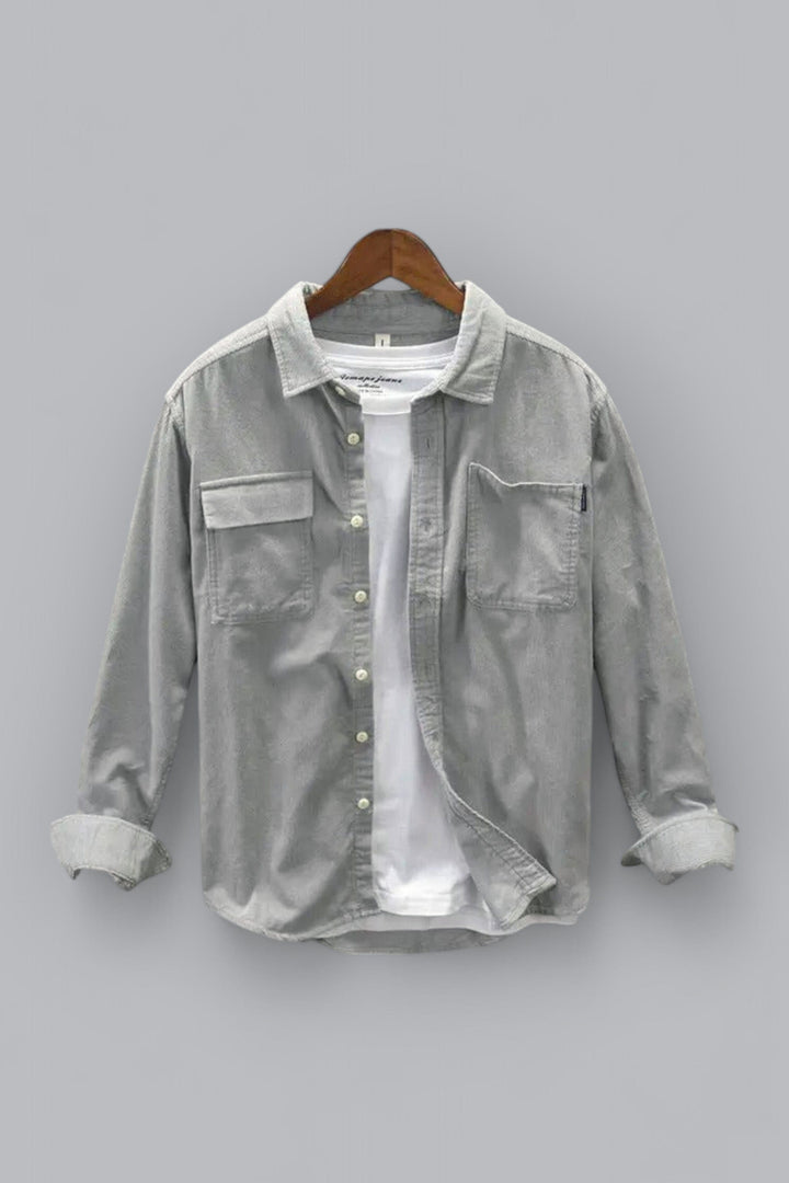 Men's Soft Cotton Shirt, 100% Cotton Button-Up Casual Shirt with Relaxed Fit in Neutral Tones