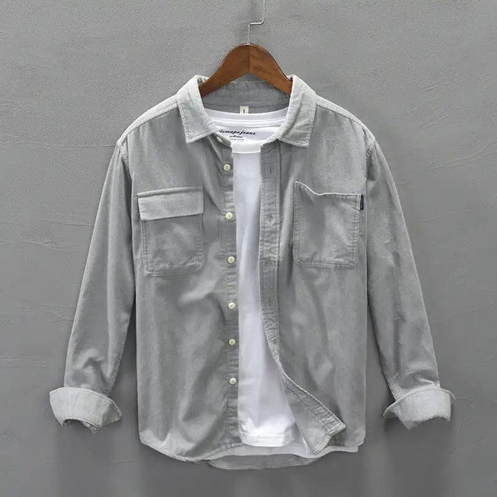 Men's Soft Cotton Shirt, 100% Cotton Button-Up Casual Shirt with Relaxed Fit in Neutral Tones