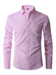 Men's fitted long sleeve shirt with point collar and button front in white