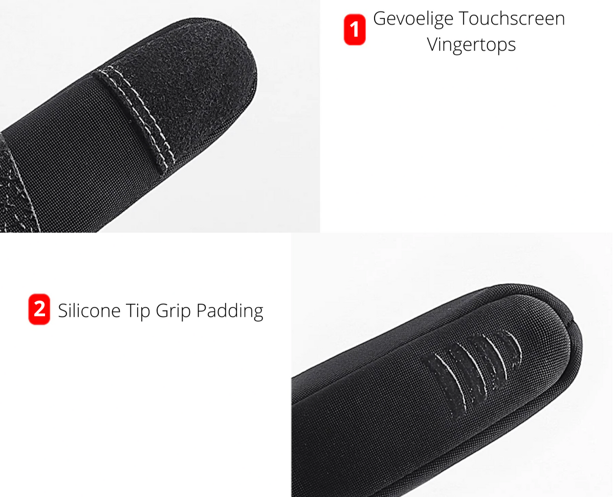 Full-finger touchscreen gloves with textured palms and ribbed cuffs