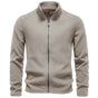 Men's full-zip mock-neck fleece jacket with long sleeves and front pockets