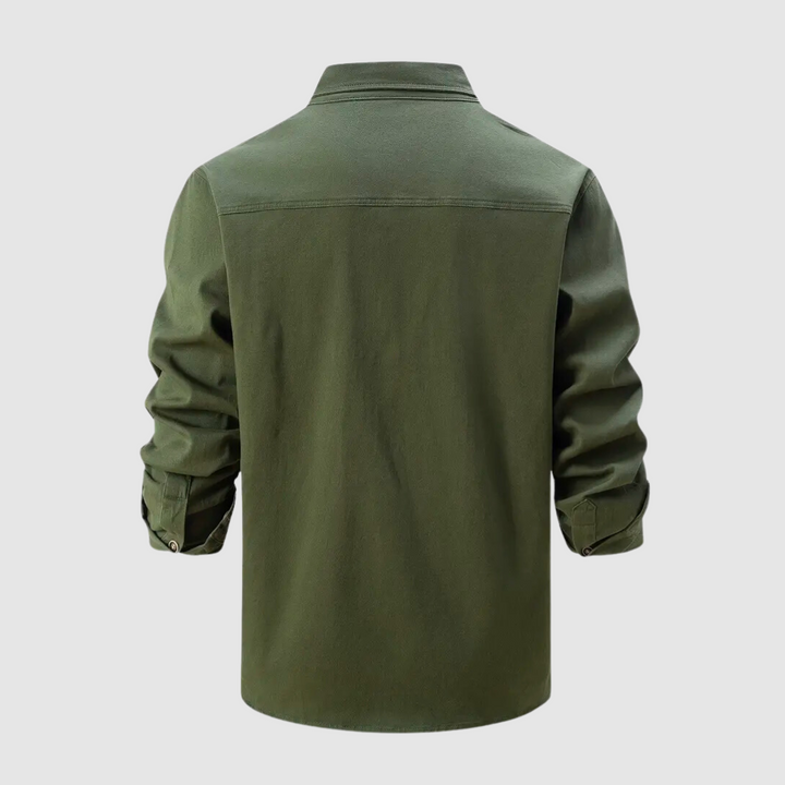 Men's Cotton Casual Shirt, Long Sleeve Button-Down Tailored Fit with Chest Pockets