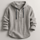 Unisex hooded pullover shirt with button placket