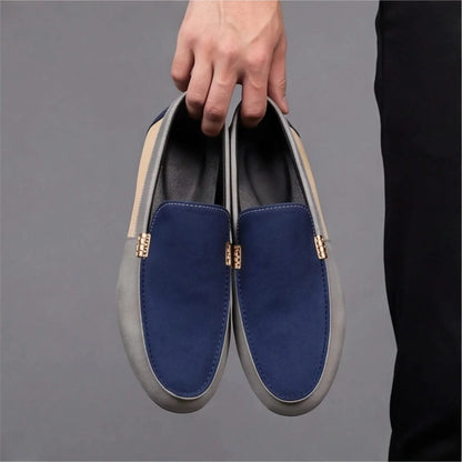 Colour block canvas loafers with rounded toes and flat soles