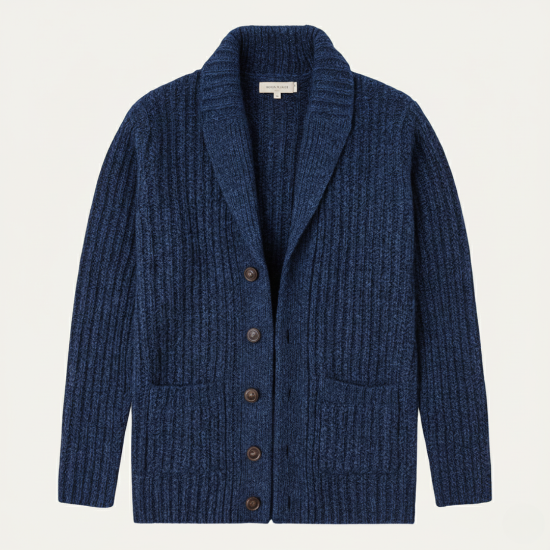 Men's chunky knit shawl collar cardigan