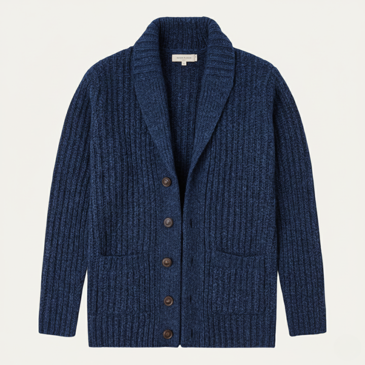 Men's chunky knit shawl collar cardigan
