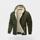 Men's hooded zip cardigan with fleece-style lining and ribbed trims