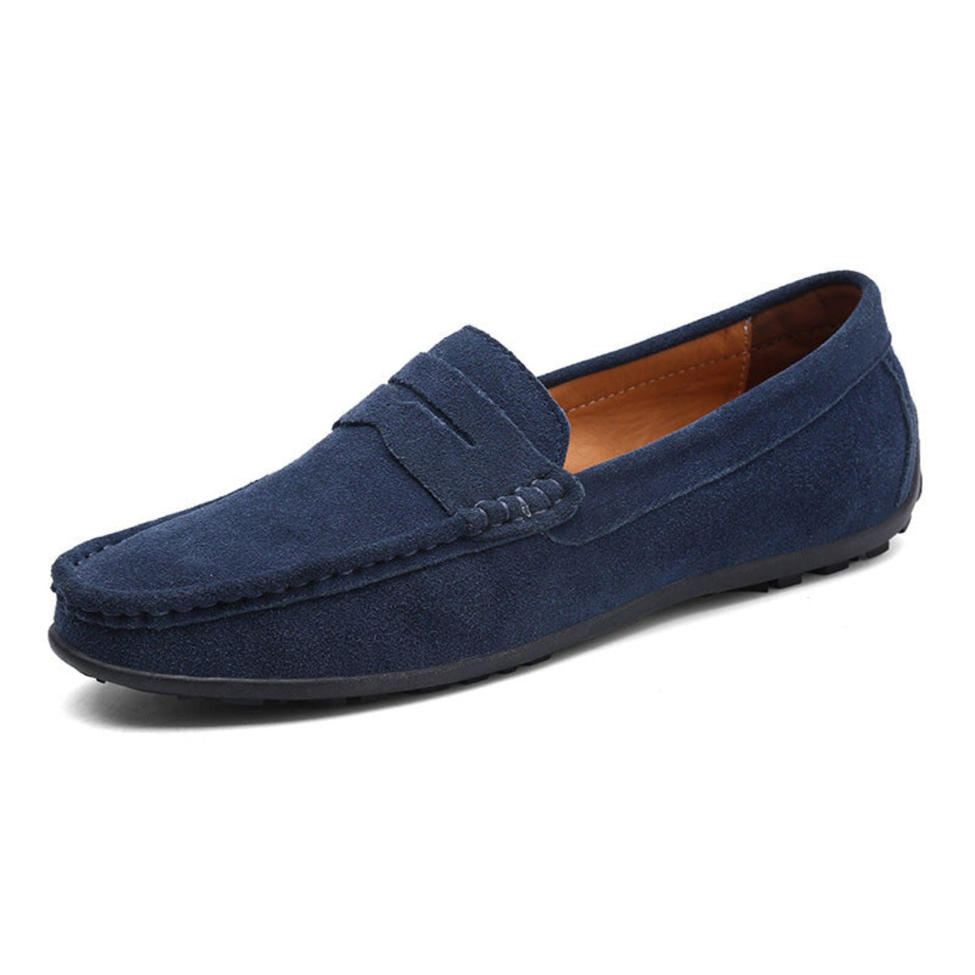 Men's moc toe loafers with penny strap detail